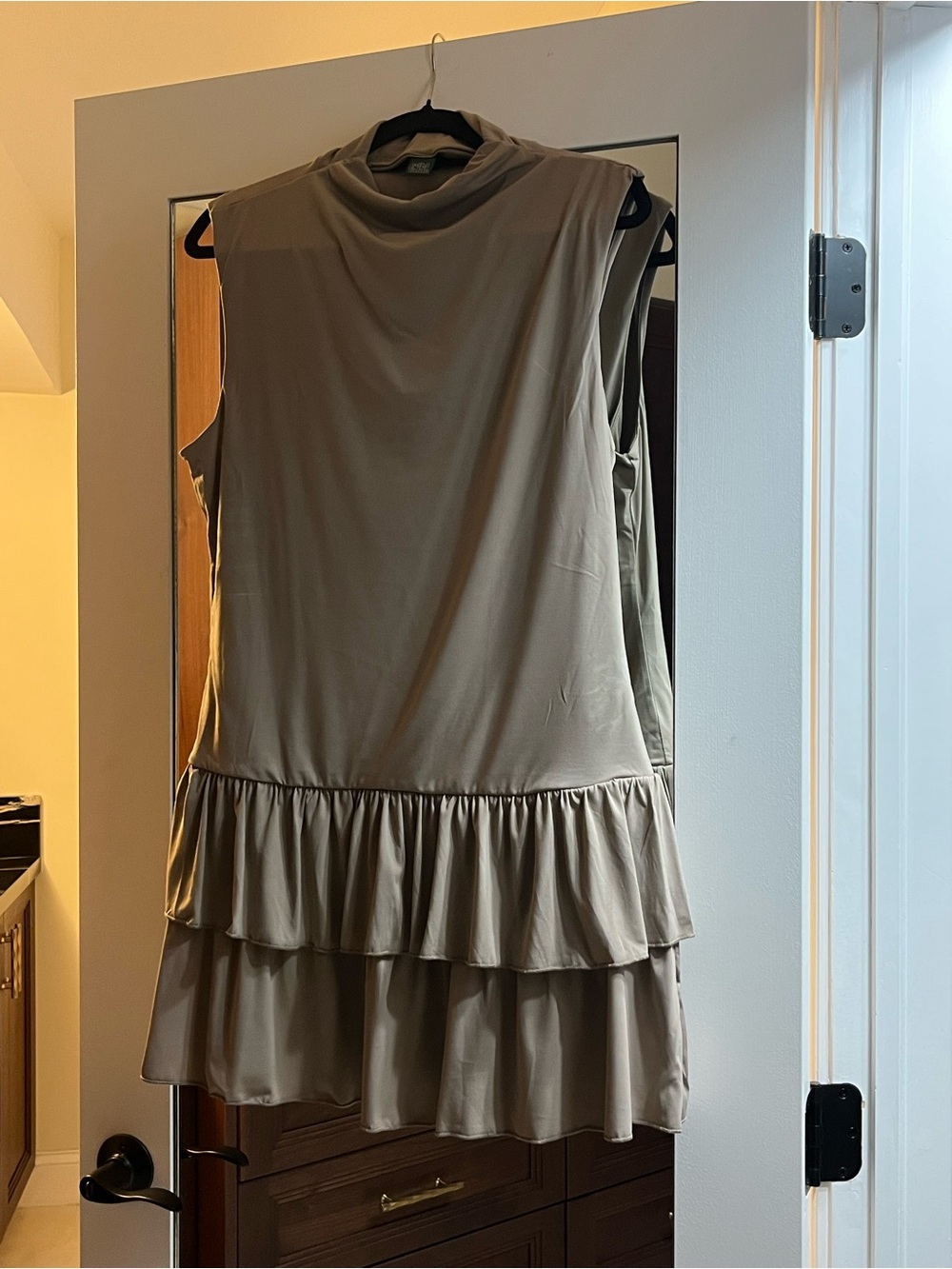 wild fable Taupe Sleeveless Tiered Mini Dress